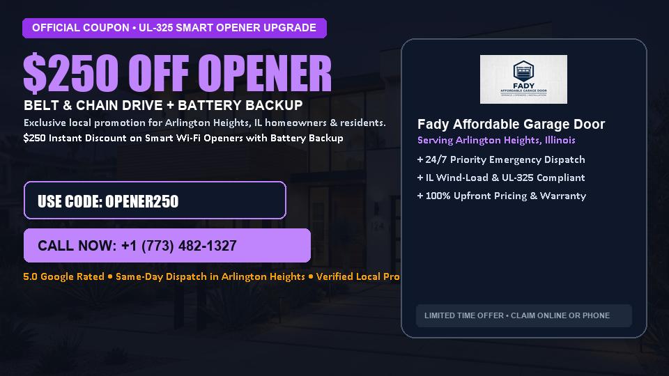 $250 OFF Smart Wi-Fi Garage Door Opener Installation in Arlington Heights, IL - Fady Affordable Garage Door