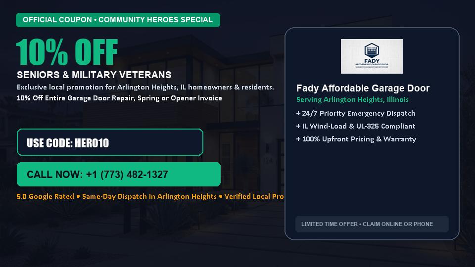 10% OFF Senior, Military & First Responder Discount in Arlington Heights, IL - Fady Affordable Garage Door