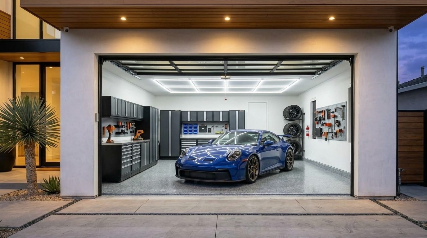 Fady Affordable Garage Door Interior View of Custom Garage Door Overhead and Workshop